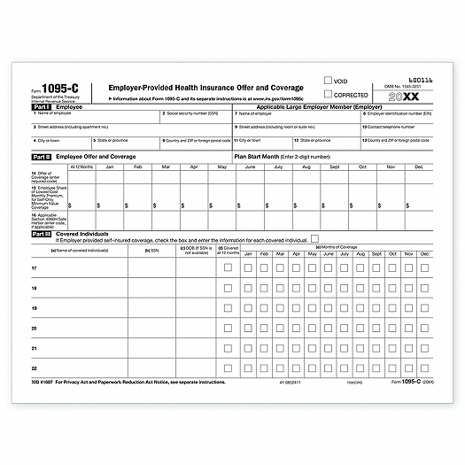 2020 Laser 1095C ACA Health Coverage IRS Copy