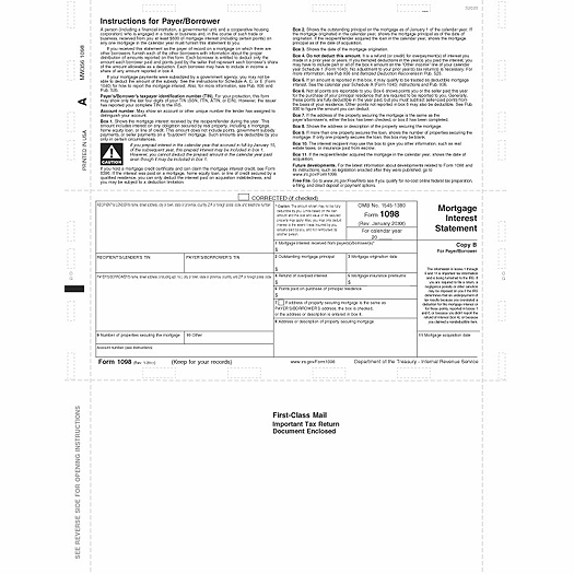 2020 Laser 1098 Mortgage Interest, Pressure Seal