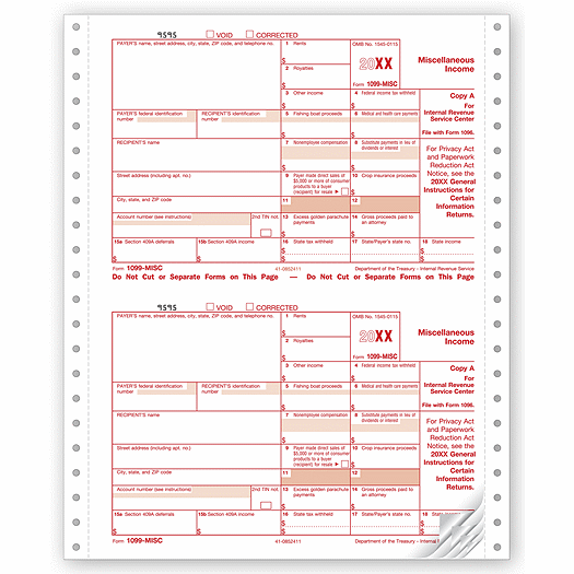 2020 Continuous 1099-MISC Income Sets, Carbonless