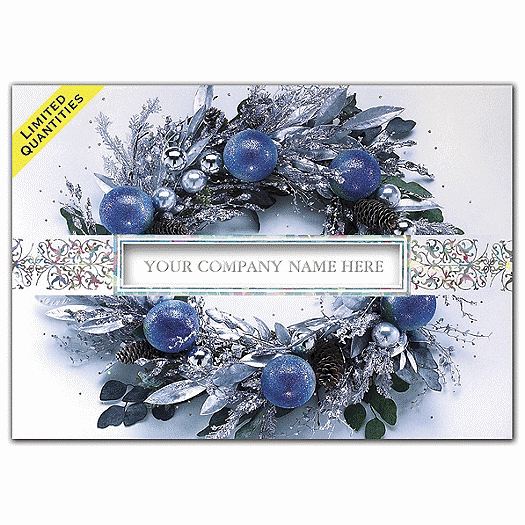 Icy Blue Wreath Holiday Cards