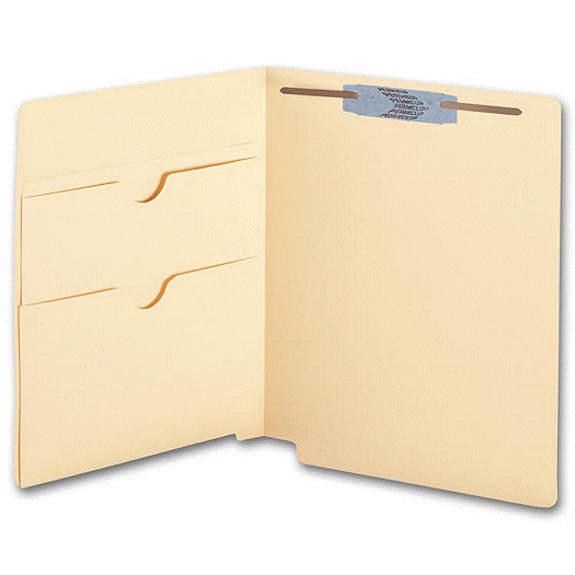 End Tab Twin Pocket Manila Folder, 11 pt, One Fastener