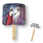 Jesus Knocking Religious Hand Fan