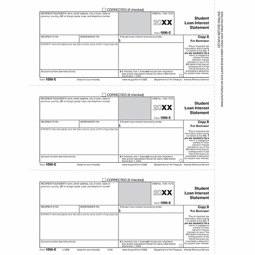 2020 Laser 1098-E, Borrower Copy B