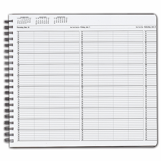 TimeScan 4 Col Wirebound Book - 10 Min, 7am-5pm