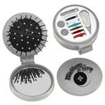 3 in 1 Brush/Mirror/Sewing Kit - Silver