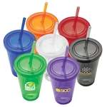 16 oz. Double Wall Translucent Acrylic Tumbler with Straw