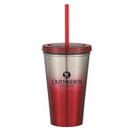 16 Oz. Stainless Steel Double Wall Chroma Tumbler with Straw