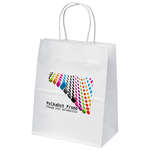 White Kraft Mini Paper Shopper Bag - Full Color Imprint