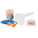 Silicon Earplugs With Blue Nylon Cord and Clear Clip Case