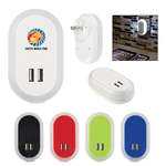 UL Listed Nightlight A/C Adapter with Dual USB Ports