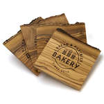 4pc Natural Wood Coaster Set