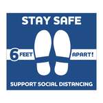 Stay Safe White Vinyl Floor Decal - 12