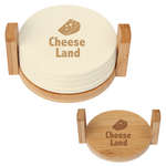 4-Coaster Set with Bamboo Holder