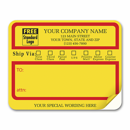 Jumbo Mailing Labels w/  Ship Via  Check Boxes, Padded