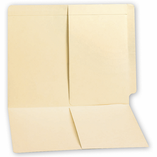 End Tab Folders, Manila, 11pt, 2 Half Pocket, No Fastener