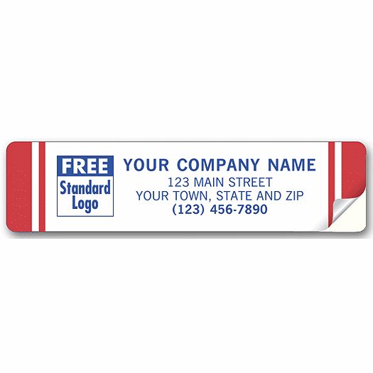 Advertising Labels, Padded, White with Red Stripes