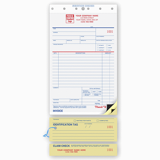 Service Orders, Carbon, Claim Check, Small Format