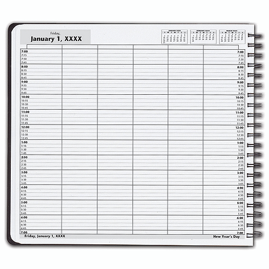 DayScan 6 Col Wirebound Book - 15 Min, 7am-7pm