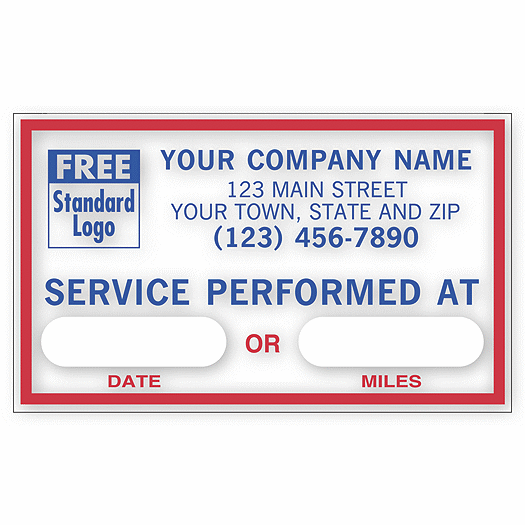 Service Performed At, Static Cling Windshield Labels