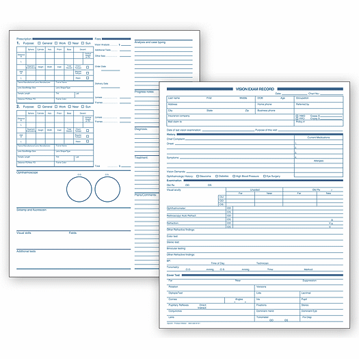 Optometry Vision Exam Records, Two-Sided, White Ledger