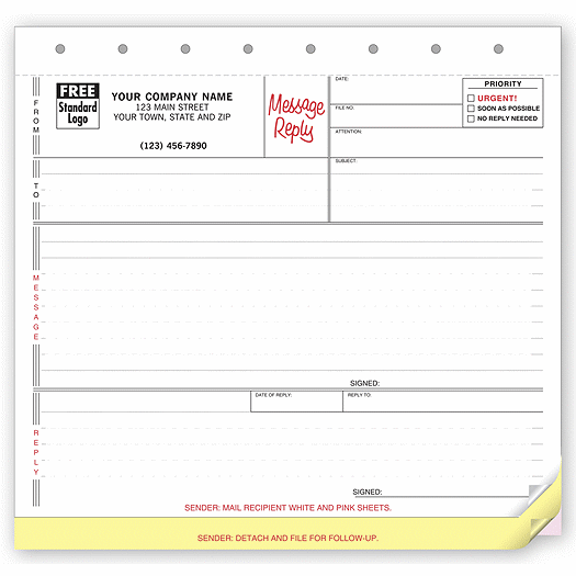 Memos, Carbonless, Small with Reply Section