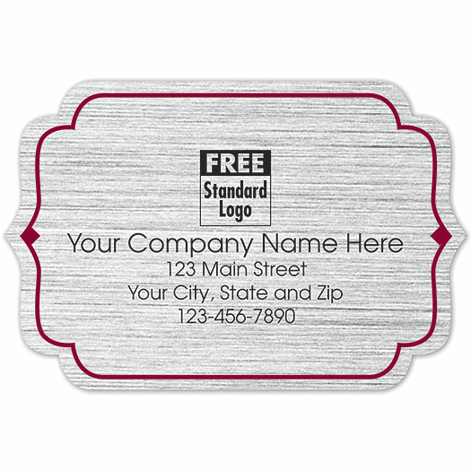Bracket Label on Brushed Silver Poly w/Red Trim 3x2