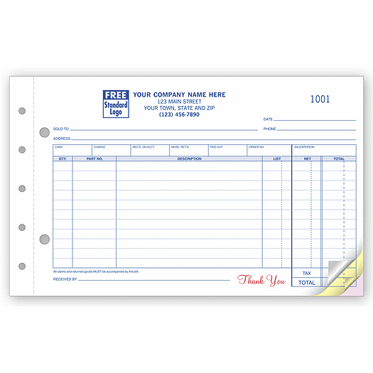 Auto Parts Sales Order - Small with Side-Stub