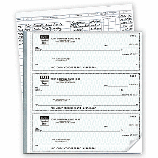 3-On-A-Page Business Size Checks with Deposit Tickets