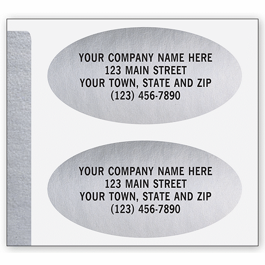 Advertising Labels, Padded, Paper, Silver Foil, Oval