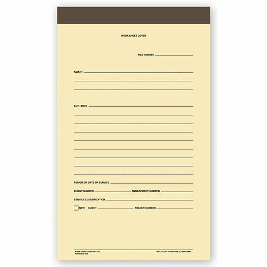 Binders, Work Sheet