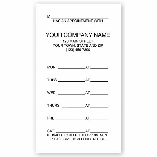 One - Sided Appointment Business Cards, Imprinted
