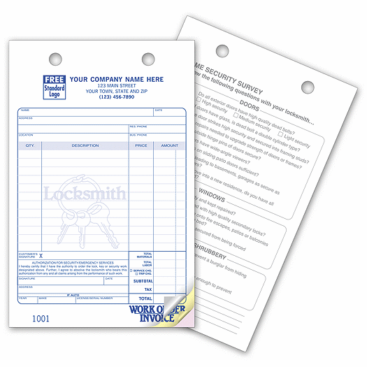 Locksmith Register Forms - Large Classic