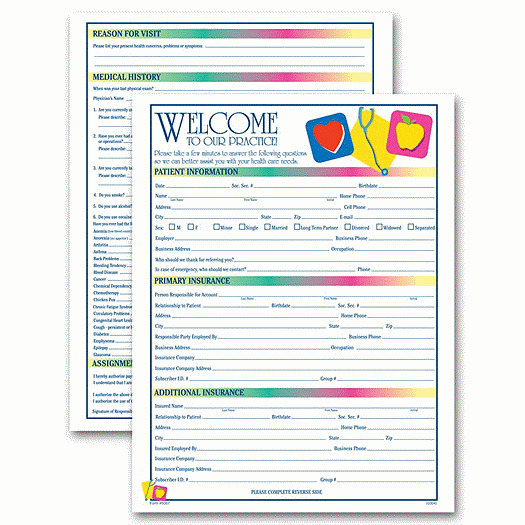 Two-Sided Registration & History Form, Medical Icon Design
