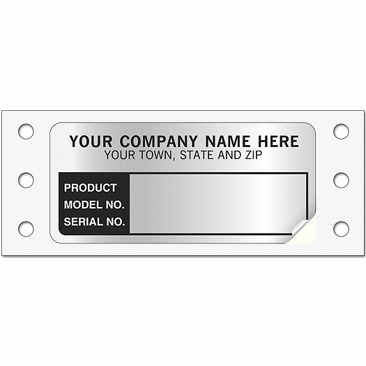 Model/Serial Number Labels, Continuous, Aluminum Foil