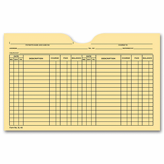 Printed Card File Pocket, Double Column, Buff