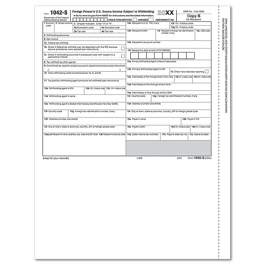 Laser 1042-S,  Recipient Copy B
