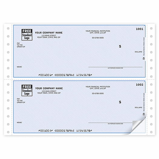 Continuous 3 1/2  Unlined Check, QuickBooks Compatible