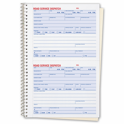 Road Service Dispatch Book