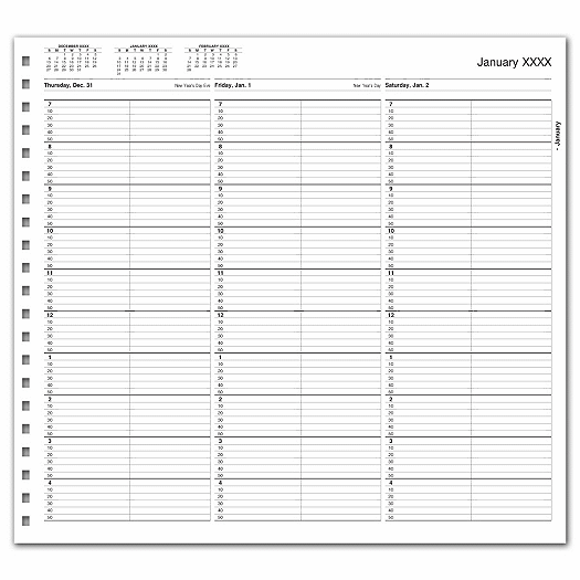 TimeScan 2 Col Looseleaf Book - 10 Min, 7am-5pm