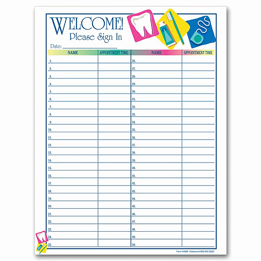 Patient Sign-In Sheet, Dental Icon Design