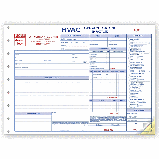 HVAC Service Orders - Side-Stub