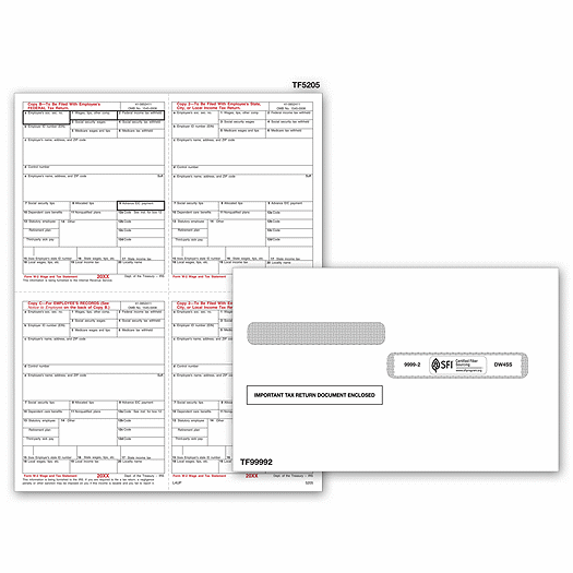 2020 4-Up Laser W-2 Set & Envelope Kit