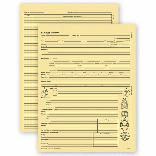 Ear, Nose, & Throat Specialty Exam Records, Letter Style