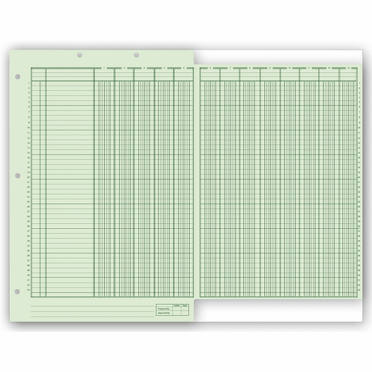 Columnar Work Sheets, Ring Book, Bottom Headed