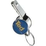 Metal Whistle with Split-Ring and Bubble Dome Imprint