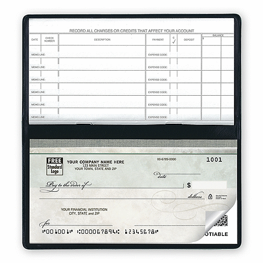 Compact Size Duplicate Checks, Green Marble Design