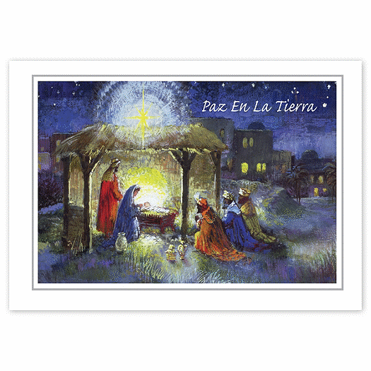 Tarjeta del Pesebre de navidad en espaol