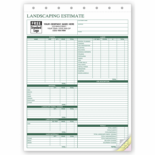 Landscape Bid - Landscaping Estimate Form