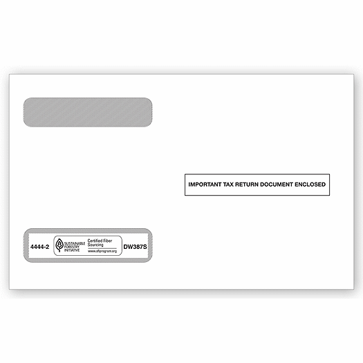 2020 4-Up Horiz. Laser W-2 Double-Window Envelope, Self-Seal