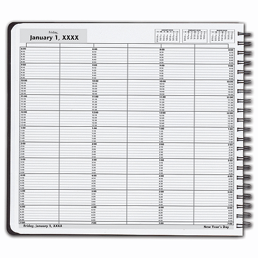 DayScan 6 Col Wirebound Book - 10 Min, 8am-7pm